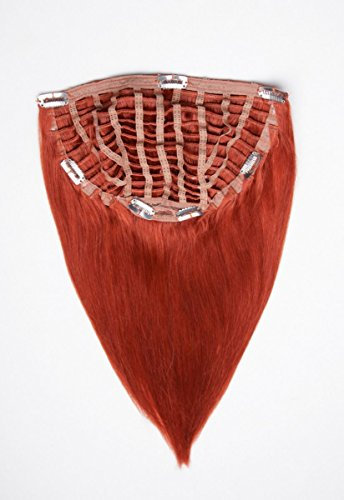 GlamXtensions Echthaarperücke Elegante Halbperücke Half Wig trendige Perücke - Clip in Extensions Remy Echthaar in diversen Farben 50cm (Kupfer)