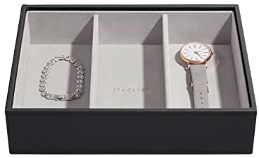 Stackers Schwarz Schmuckschatulle Tief Schmuckfach für Uhren/Accessoires