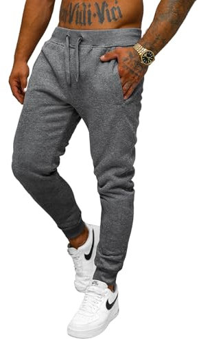 OZONEE Herren Jogginghose Hose Sport Trainingshose Sporthose Freizeithose Unifarbe Herrenhose Sweatpants Fitnesshose Sweathose Fußballhose Jogpants Joggpants JS/XW01 DUNKELGRAU L