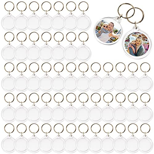 MATANA 50 Stück Schlüsselanhänger Foto (Beidseitig - 4,5cm) - Personalisierter Foto-Schlüsselanhänger zum Selbst Gestalten