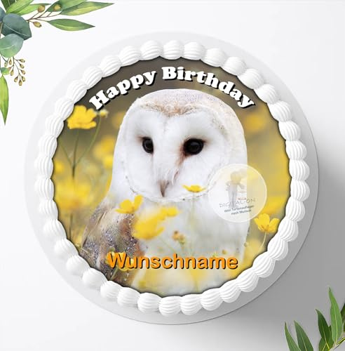 Eule mit oder ohne Wunschname Tortenbild Geburtstag Fondant Zuckerpapier 5000