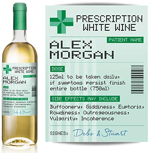 Personalised Prescription Wine, Gin, Vodka, Whisky, Rum Label – Fun Gift or Birthday idea