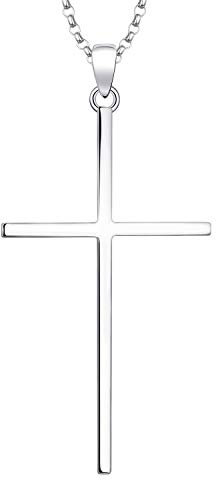 JO WISDOM Damen Halskette Kreuz Keltisch Silber 925,Kette Anhänger Groß Kruzifix mit Weiß Vergoldet,Schmuck für Frauen