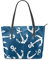 FANTAZIO Handtasche Schultertasche Weiß Anker Muster Schultertasche Handtasche
