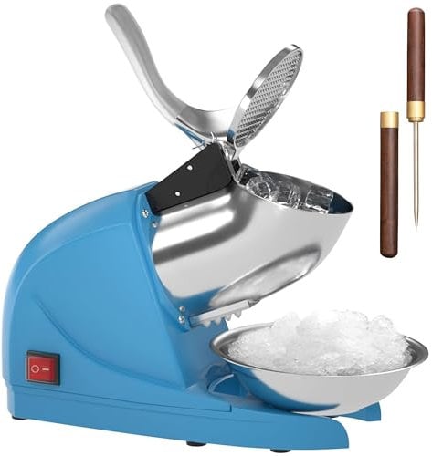 Macchina elettrica per frantumatori di ghiaccio della neve del ghiaccio del creatore professionale a doppia lama dell'acciaio inossidabile del rasoio del ghiaccio per uso domestico commerciale (blu)