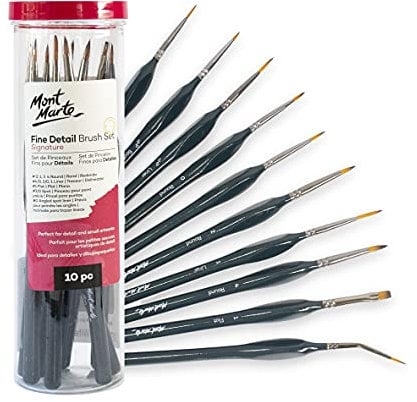 Mont Marte Small Paint Brushes – 10 fine Paint Brushes – Ideal Detail Paint Brushes for Acrylic Paint, Watercolour, Oil Paint