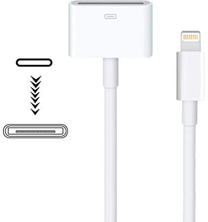 Apple Lightning to 30 Pin Adapter,MFi Certified 8 Pin Male to 30 Pin Female Connector Converter with iPhone Lightning Charger Cable Cord Compatible iPhone 12 11 X 8 7 6P 5S 4S 4 3 3G/iPad/iPod White