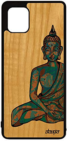 Coque pour Samsung Note 10 Lite Bois Silicone Bouddha Assis Yoga Antichoc Soleil Chinois Smartphone Fantaisie Telephone Homme Asie Galaxy