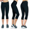 Formbelt Laufhose Damen Sportleggings Capri Damen 3 4 schwarz hoher Bund Plus Size Tasche - Tights Laufhose Dreiviertel (Leggings schwarz, XXL)