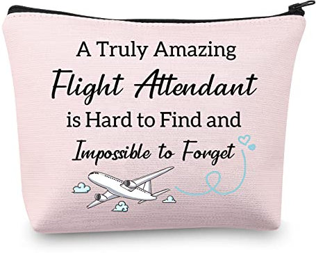BNQL Make-up-Tasche für Flugbegleiter, als Geschenk für Flugbegleiter, für Wertschätzung, ein wirklich erstaunlicher Flugbegleiter ist schwer zu finden und unmöglich zu vergessen, Leinwand.,, Rosa