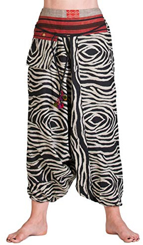 PANASIAM Aladin Hosen, Handarbeit aus Fester Baumwolle, Tasche, Unisize passt S bis M, kleine Auflage, Familienbetrieb