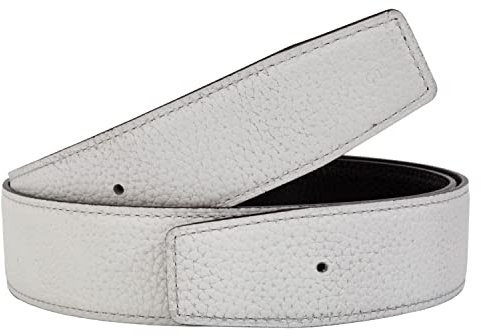 Vatee's Wendbares Echtleder für Männer/Frauen ohne Gürtelschnalle 38mm Breit 125cm Lang Weiß & Schwarz