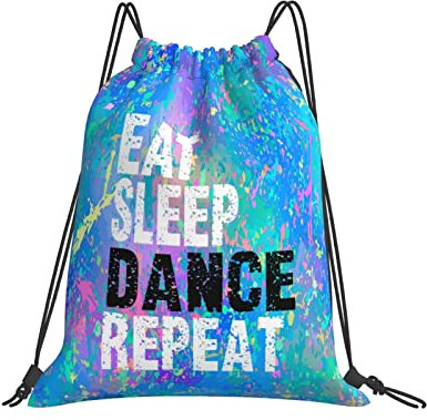 FORATIO Rucksack mit Kordelzug, Sportbeutel, für Damen und Herren, Eat Sleep Dance Repeat, Einheitsgröße, Sling-Rucksäcke