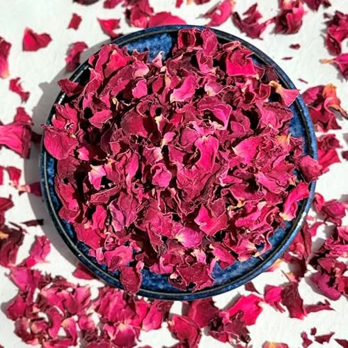 Edible Flower Petals - Natural Dried Red Rose - 25g - Certified Food Grade (259)