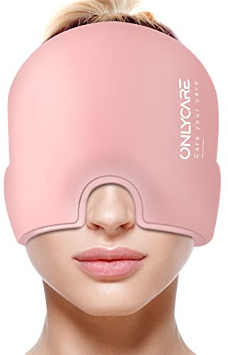 ONLYCARE Migraine Relief Cap, Upgraded Odorless Migraine Ice Head Wrap, Relief for Migraine, Pink