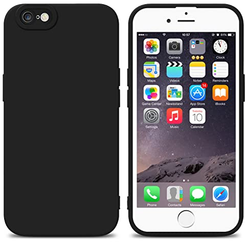 Cadorabo Hülle kompatibel mit Apple iPhone 6 / 6S Schutzhülle TPU Silikon Case Liquid Design mit Kameraschutz Slim Kratzfest Weiche Gummi mit Rundumschutz Case Hülle für iPhone 6 / 6S in Schwarz