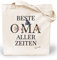 Loxato Oma Tasche - Geschenk für Beste Oma der Welt - 100% Baumwolle Jutebeutel Canvas-Stoff 220 g/m2 B35 x H42 x T8 cm - Einkaufstasche
