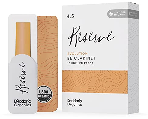 D'Addario Organic Reserve Evolution Bb Clarinet Reeds - Reeds for Clarinet - Individually Sealed - 4.5 Strength, 10 Pack