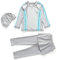 Mädchen Bescheidene Muslimische Bademode Burkini UPF 50+ Langarm Top Shirt Hose Badekappe Islamischer Hijab Kinder Modest Badeanzug Islamische Schwimmanzug UV Schutz Anzug Grau + Blau 11-12 Jahre