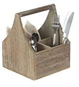 Willow & Avon Wooden Oak Effect Square 4 Section Cutlery Holder Carrier