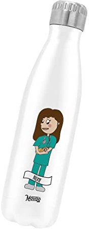 Movoo Design Bottiglia Termica Acciaio Inox 500ml - 173.31 cm³ - Mantiene Caldo 12 Ore e Freddo 24 Ore - Personalizzata con nome - Ostetrica Donna
