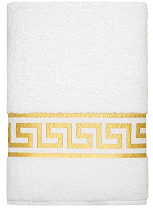 Belle Arti Premium Mäander Handtücher Duschtücher Gästetücher Flauschige Frottee Baumwolle (2er Set - 70 x 140 cm, Weiss)