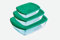 Pyrex Cook and Store - Juego de 3 platos rectangulares de vidrio para preparación y almacenamiento de alimentos con tapas (0,4 L, 1,1 L y 2,5 L), sin BPA, para cocina, asar, congelar (verde, juego de