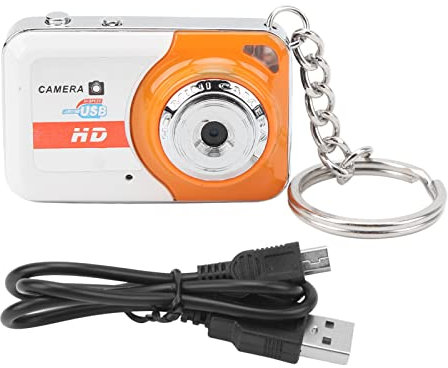 Mini Cámara de Pulgar,Cámara de Vídeo Portátil con Detección de Movimiento,Cámaras Digitales de Apuntar y Disparar,Compatible con Tarjeta de 32 GB,Exquisita Cámara HD DV de Moda (Naranja)