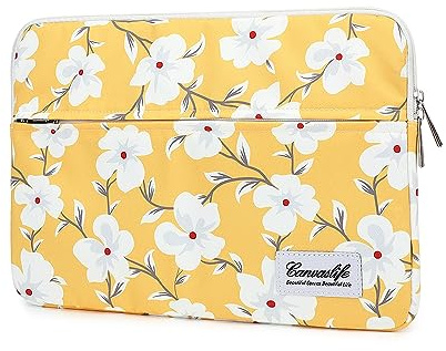 Canvaslife Pattern 13 inch Canvas Laptop Sleeve with Pocket 13 inch 13.3 inch Laptop 13 case13 Sleeve (Yellow Flower)