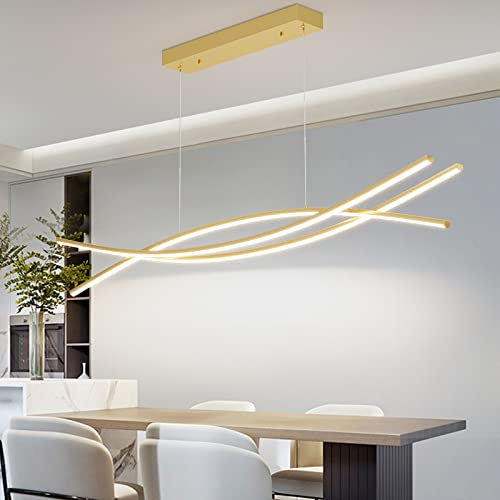 Mikeru Moderne LLED Pendelleuchte 100cm, Pendelleuchten mit Memory-Funktion 3 Farbtemperaturen (3000K Warmweißes/4500K Neutrales/6000K Kaltweißes) Dimmbare Hängelampe für das Esszimmer