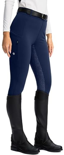 SANTINY Full-Seat Silicone Horse Riding Pants, Navy, M
