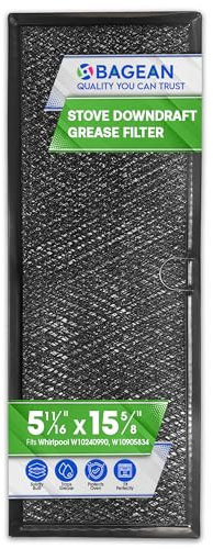 Downdraft Stovetop Filter 5.67” x 15.63” Replacement for Whirlpool Jennair W10240990 W10905834 Downdraft Filter Grease Screen for Cooktop Oven Vent - Blocks Grease From Entering Stovetop Vent (Black)