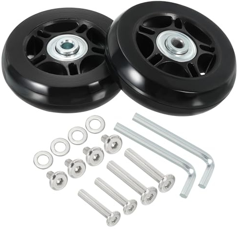 PATIKIL 70X19mm Ruedas de Repuesto para Maletas Juego de 2 Ruedas Giratorias de PU con Kit de Reparación de Tornillos y Arandelas para Cajas de Carrito