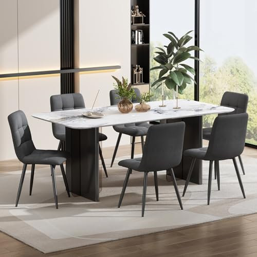 KnSam Esszimmerstuhl 4er Dunkelgrau, Polsterstuhl Design Stuhl mit Rückenlehne, Konferenzstuhl Sitzfläche aus Samt Gestell Metall