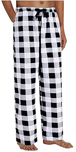 Mens Pajamas Plaid Pajama Pants Sleep Long Pant with Pockets Soft PJ Bottoms Classic Home Wear Elastic Waist