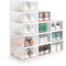 KEPLIN Stackable Shoe Storage Boxes - Premium Quality, Durable & Space-Saving Organiser Set for Closet, Wardrobe & Home - Pack of 12 in Black (33x23x14.5cm) (White, 12 Pack)