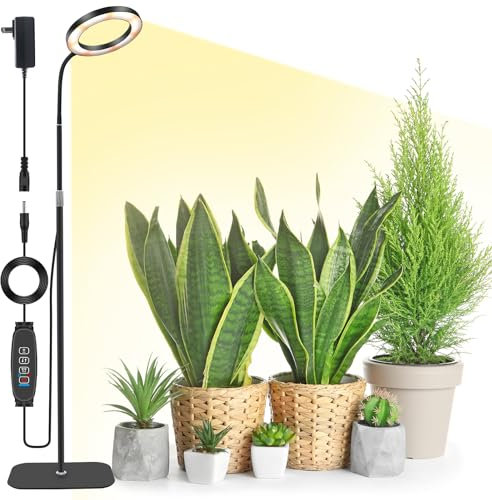 Niello Lampada per Piante con Supporto, Luce a LED per Piante da Interno a Doppia Testa, Lampada di Crescita a Spettro Completo, Timer 3/9/12H, 58cm~170cm Altezza Regolabile per Piante Alte e Grandi