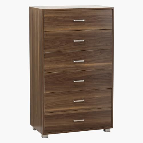 Totò Piccinni Cassettiera in Legno 6 Cassetti comò design moderno ideale per camera e soggiorno (Noce)