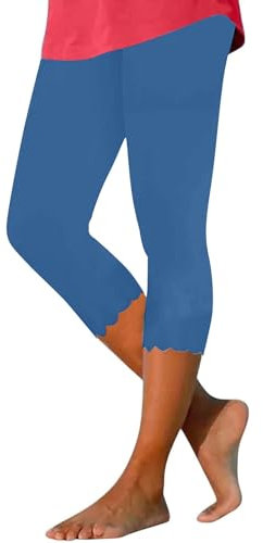 liangp Damen-Shorts, 2024, hohe Taille, Yoga-Capri-Hose, leicht, bequem, einfarbig, weich, lässig, Pyjama-Hose Leggings Yoga (Dark Blue, M)