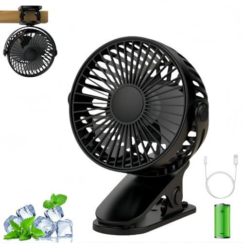 HenfuME Ventilador De Mesa,Ventilador PequeñO,Abanico PequeñO,Ventilador Usb Potente,Ventilador Recargable,Ventilador Usb Silencioso,Ventilador Usb, Para Oficina/Hogar-negro