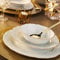 Vajilla de Porcelana Porland Ondulada - Vajilla de 18 Piezas Blanca y Dorada – Vajilla completa y elegante – Vajilla para 6 personas