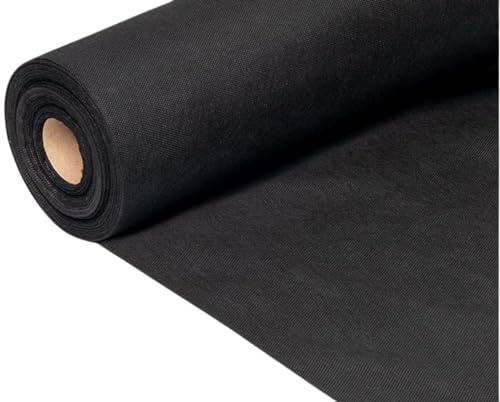 Mantel Papel Precortado Polipropileno para Mesa - Manteles Textura Tela Desechables - Rollo de 1,20 x 50 Metros con Precorte en 40 cm - Para Eventos, Restaurante y Navidad (Negro, Precorte 40 cm)