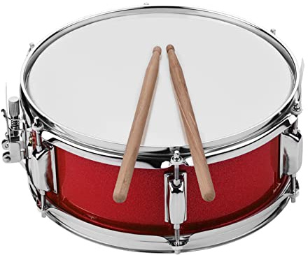 Sunydog Caja de 12 Pulgadas Con Baquetas, Correa Para el Hombro, Instrumento de Percusión Con Llave de Tambor Para Estudiantes Principiantes, Portátil (Rojo)