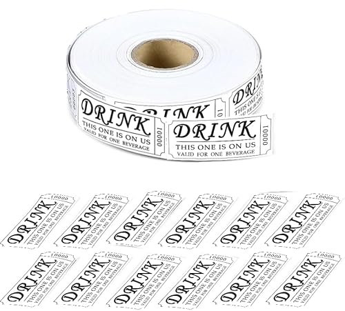Moguri 1 rouleau de 1000 tickets de boissons gratuites, tickets de tombola, tickets de fête pour événements, mariages et fêtes