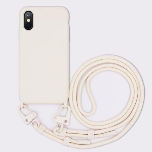 GoodcAcy Case Kompatibel mit iPhone X/iPhone XS Hülle,Handykette Hülle Silikon Seil Necklace Handyhülle mit Kordel Tasche TPU Bumper Schutzhülle für iPhone X/XS hülle mit Band Case iPhone XS - Beige