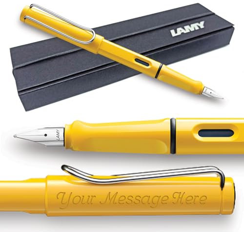 Fountain Pen Lamy Safari - Personalised with Engraving (Left Handed Nib, Yellow)