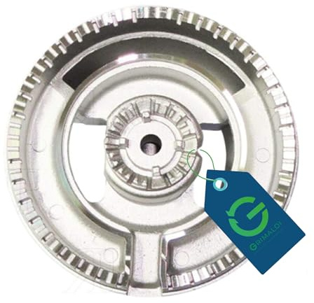 G GRIMALDI Bruciatore Tripla Corona Mini Wok Compatibile Ariston Indesit Hotpoint B2711 — Ø114 mm con Tubo Laterale — Ricambio Alternativo — Codici C00260677 C00313733