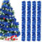 Lametta Girlande Weihnachten Blau,Metallisch Girlande Weihnachtsbaum,4 Stück Glänzend Weihnachtsgirlande,Weihnachtsbaumschmuck Girlande,Lamettergirlande,Festliches Lamettaa Dekoration