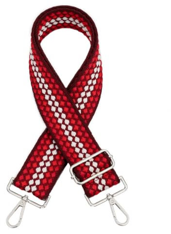 Blausky Taschengurt,5 cm Breit Taschengurte zum Wechseln,Verstellbar Breite Umhängetaschen Strap,75-130 cm,Taschenband Schulterriemen Bunte Schultergurt,für Taschen DIY Zubehör,Rot+Silber