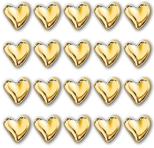 BelleVive 20 Stück Kühlschrankmagnete, süße dekorative Herzmagnete, Kühlschrankmagnete, Whiteboard-Magnete, Schließfachmagnete, Starke Haltekraft, dekoratives Magnetset für Zuhause, Gold